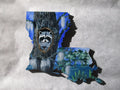 Louisiana boot mini art magnet coon in tree in swamp