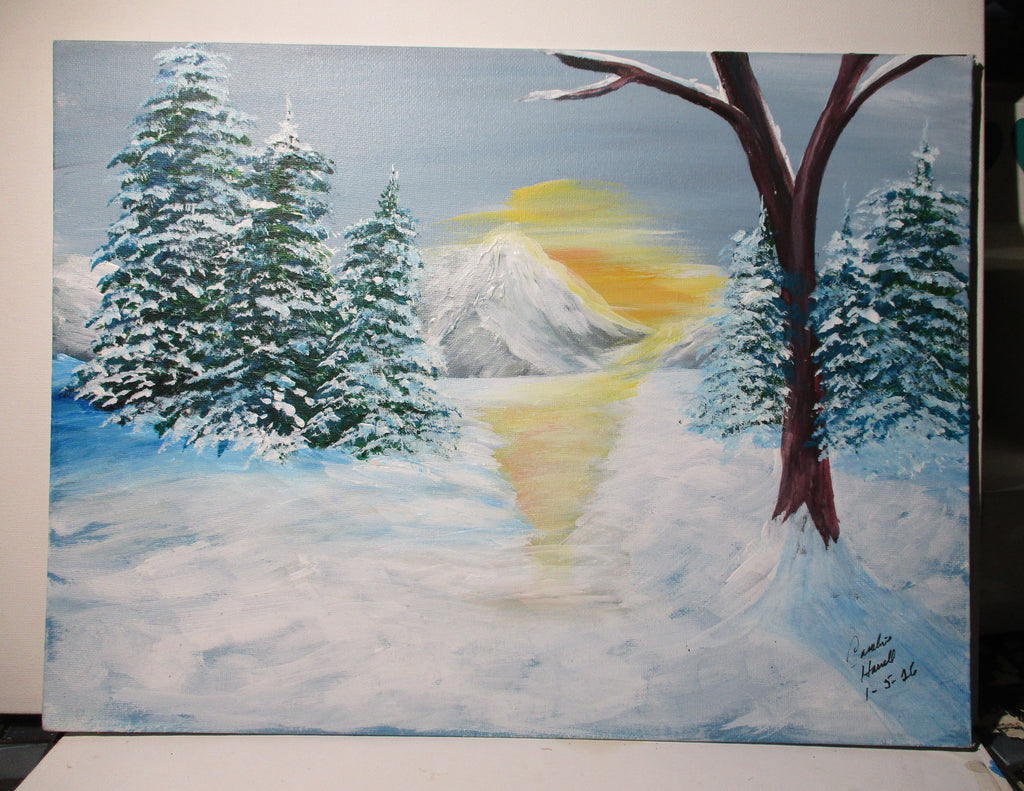 Valley trail to the mountain original art canvas panel unframed