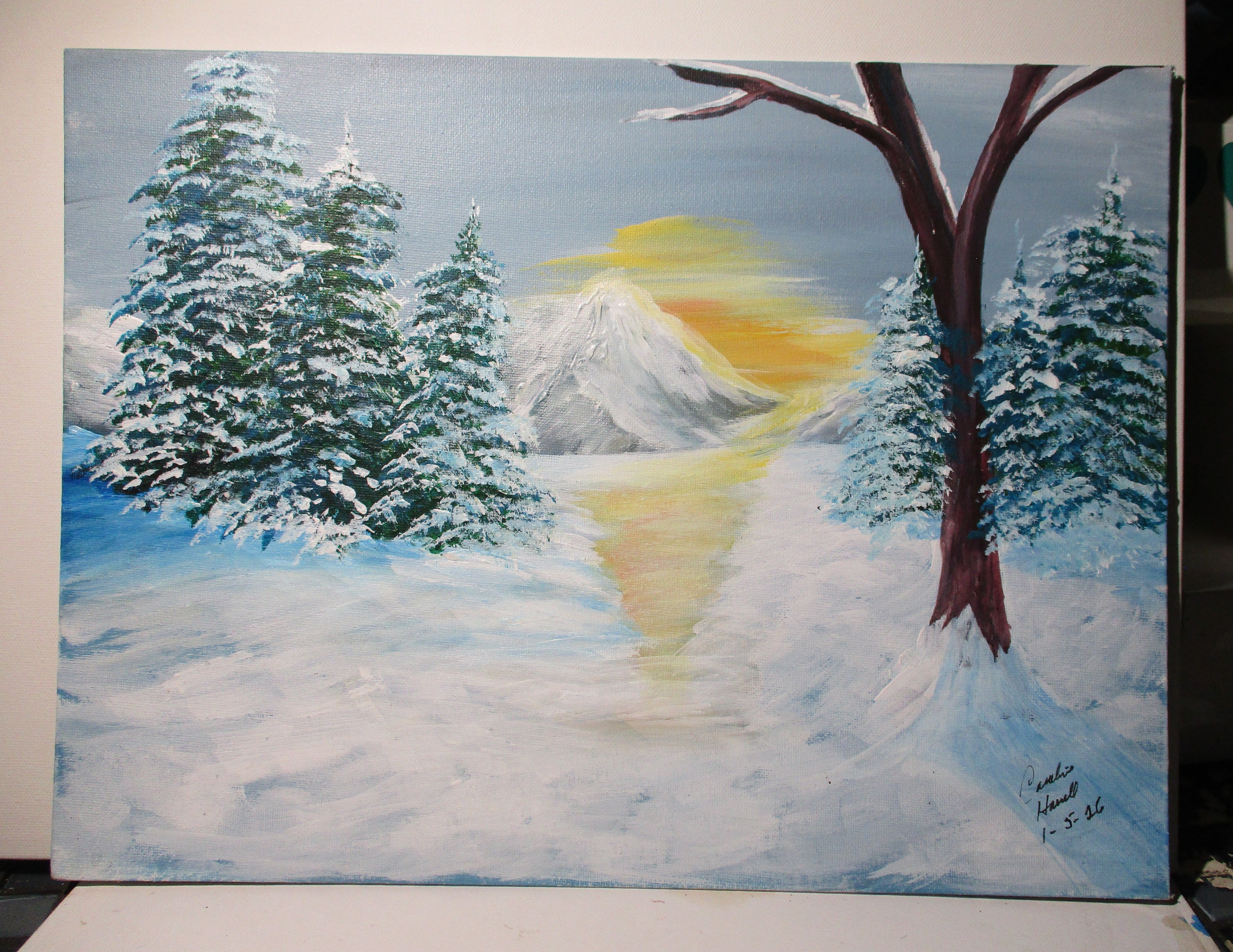 Valley trail to the mountain original art canvas panel unframed