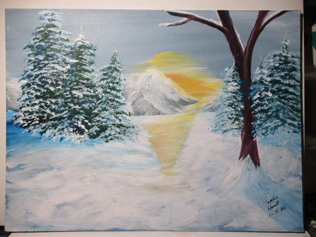Valley trail to the mountain original art canvas panel unframed