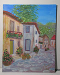 Village of villa homes with cobblestone roads art painting 11x14 unframed