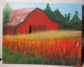 Barn in fields filled with nature's plantings 11x14