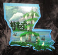 Louisiana Boot Original Art Painting Board Swamp Scene Pirogue Egret Dragonfly Cypress Knees T.K.