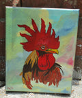 Rooster acrylic painting art stretched frame canvas 8x10