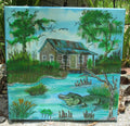 Cabin Bayou Swamp Gator Art Painting