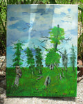 Owl in swamp 12x18 stretched canvas art painting