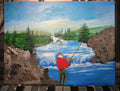 Art painting Snatch and Reel Fishing 16x12