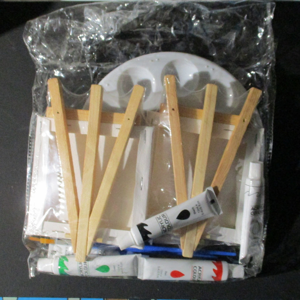 Painting Art Kit Acrylic Paints Easels Canvases Pallet Brushes